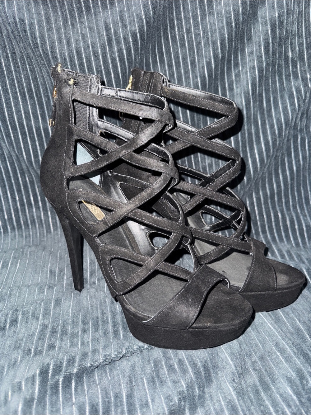 Guess - Black Strappy High Heel Sandals - New without tags; 1 imperfection